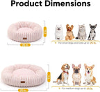 FUKUMARU Dog Bed, Calming Donut Dog Beds for Anxious Puppies, Modern Aesthetic Cat Bed with Gradient Print, Cute Round Pet Beds with Washable Cover, Orthopedic Puppy Bed, Pink, Small, 25 inches