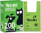 Pet N Pet 200 Counts Unscented Dog Poop Bags Rolls with Tie Handles, 38% Plant Based & 62% PE Poop Bags for Dogs, Extra-Thick Doggie Poo Bag, Pet Waste Bag