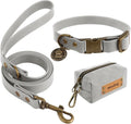 Wisedog Dog Collar and Leash Set, Waterproof Adjustable Puppy Collars with Cute Tag 6FT Dog Leash with Poop Bag for Small Medium Large Dogs (L(Collar:14"-22";Leash:5 ft), Grey)