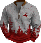 HOTYD Aztec Cowboy Jacket Men Vintage Bullhorn Printed Oversized Western Sweatshirt Long Sleeve Quarter Zip Pullover