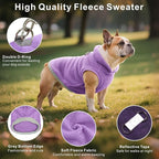 Idepet 2 Pack Dog Fleece Vest Sweater Warm Pullover Jacket with D-Ring Leash Reflective Winter Coat Hoodie for Puppy Cat French Bulldog Pug Chihuahuas Yorkies Dachshunds(Purple&Pink,Medium)