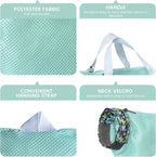 Cinf Cat Bathing Bag(Free Muzzle) Breathable Mesh Anti Scratch Adjustable Cat Grooming Bag for Nail Trimming, Bathing Soft Cat Washing Bag(Mint) L