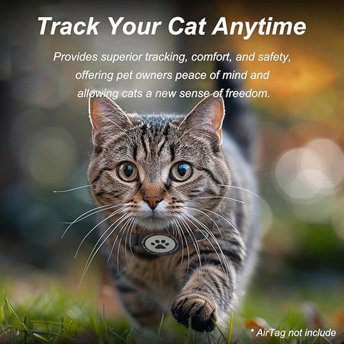 Airtag Cat Collar, Stretchy Kitten Collar with Apple Air Tag Holder, Lightweight and Comfortable, Ultra Elastic GPS Cat Collars for Cats Kittens and Puppies, 8-12.5 Inch, Black