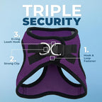 Best Pet Supplies Voyager Step-in Air Harness - All Weather Mesh, Reflective, No Pull Harness for Dogs, Cats - Secure with Hook & Loop Fastener, Buckle, Double D-Rings - Purple/Black Trim, XL