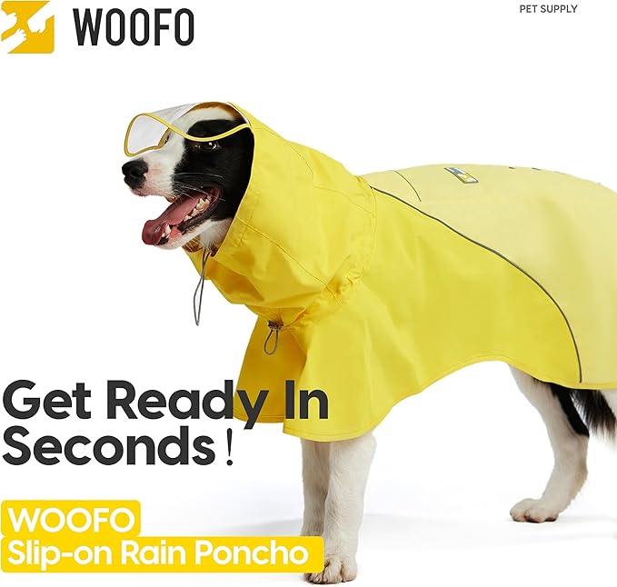 Slip-On Dog Rain Poncho, Quick&Easy to Wear Dog Raincoat, Unrestricted, Super Lightweight&Waterproof Rain Jacket for All Breeds, Adjustable and Reflective (Grey, 3XL)
