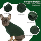 Dog Sweaters for Large Dogs Classic Turtleneck Dog Christmas Sweater Thick Warm Pullover Male Puppy Pet Stretch Knitwear Fall Winter Clothes with Leash Hole(Green, XL)