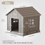 Dog House for Outdoor & Indoor Use with Window, Waterproof Ventilated Kennel with Elevated Floor, Easy to Clean Shelter for Small Medium Dogs (Grey, 29.9" L x 32.3" W x 32.5" H)