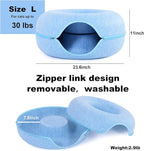 Large Cat Tunnel Bed for Indoor Cats with 3 Toys, Scratch Resistant Donut Cat Bed, Up to 30 Lbs (L 24x24x11, Blue)