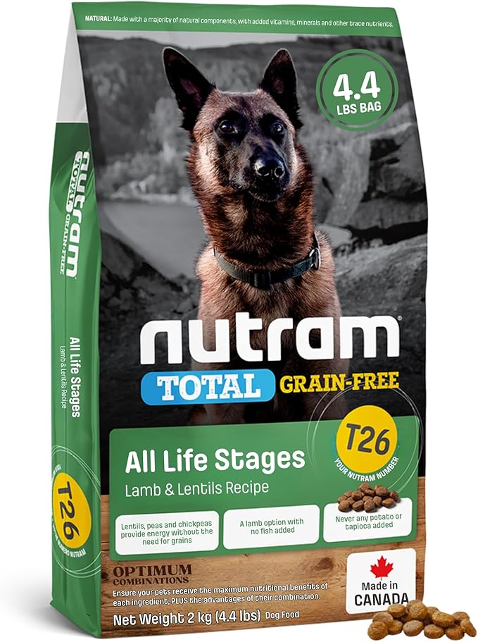 T26 Grain-Free Lamb & Lentils Dry Dog Food | High Protein, Chicken-Free Kibble with Pumpkin, Flaxseed & Salmon Oil | Easily Digestible, Allergy-Friendly for Puppies, Adults & Seniors (4.4 LBS)