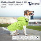Dog Raincoat Waterproof Raincoats Dog rain Jacket Buttons Zipper Hood Drawstring Suitable for Small Medium Yorkie Terrier Schnauzer Poodle Border Collie Labrador 8lbs to 80lbs Green S
