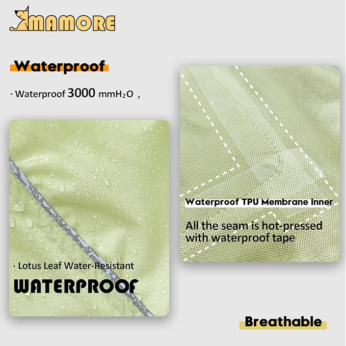 Waterproof Dog Raincoat with Reflective Strip, Adjustable Breathable Rain Coat Jacket with Leash Hole for Dogs (Light Green, X-Large)