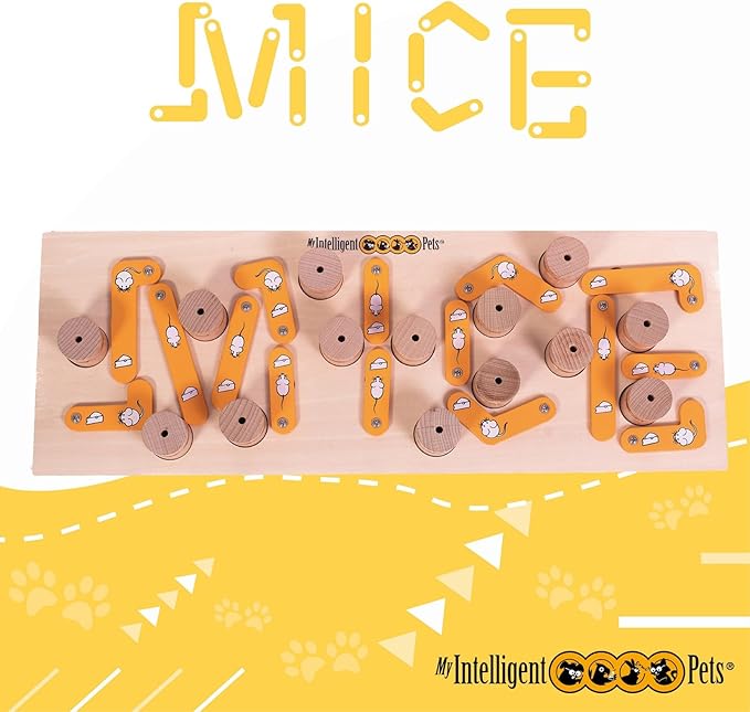 MICE - Cat and Dog Treat Puzzle, Interactive Wooden Toy for Cats and Dogs - Puzzle Feeder for Mental and Physical Exercise, Enhances Natural Instincts
