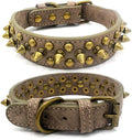 Spiked Dog Collar Soft Pu Leather Mushrooms Rivet Spike Studded Puppy Adjustable Pet Collars for Small Breeds (XS, Grey1)