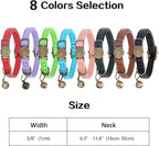 Cat Collar Breakaway, Personalized Leather Cat Collar with Bells-Adjustable Customized Collar with Name & Phone Number Tag for Girl Boy Cats -Quick Release Buckle for Cats & Kittens(Green)