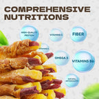 Chicken Wrapped Double Sweet Potato Dog Treats, Real Chicken Jerky Training Treats High Protein Dog Soft Chews for Small Medium Large Dogs 10.58oz/ 12-15Pcs