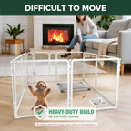 FXW Pawadise Acrylic & Wire Mesh Indoor Dog Playpen, Heavy Duty 24 Inch 8 Panels Metal Dog Pen for Puppy and Small Dogs, White│Patented