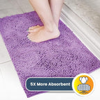 Muddy Mat® AS-SEEN-ON-TV Highly Absorbent Microfiber Door Mat and Pet Rug, Non Slip Thick Washable Area and Bath Mat Soft Chenille for Kitchen Bathroom Bedroom Indoor and Outdoor - Purple 24" x 72"