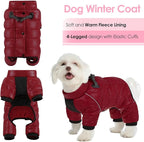 AOFITEE Dog Coat, Waterproof Dog Winter Jacket, Warm Fullbody Small Dogs Snowsuit, Winter Coat for Small Dogs, Zip Up Pet Puffer Jacket Fleece Vest, Outdoor Reflective Pet Snow Jackets, Christmas Red