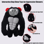 Tough Dog Toys for Heavy Chewers, Interactive Plush Dog Chew Toys with Rubber Muscles, Squeak Dog Toys for Aggressive Chewers, Dog Toy for Small Medium Large Breed (Hercules Cow)