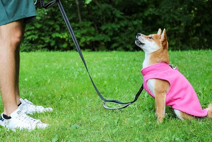 JACKO & CO - Fleece Vest Dog Sweater with Leash Ring - Soft, Warm & Lightweight Pullover Coat for Small & Medium Dogs, Puppies & Cats - Cozy Fall/Winter/Spring Pet Jacket (Pink, Large 10-16lbs)