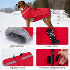 Dog Coat, Warm Dog Winter Coat for Small Dogs, Waterproof Jacket with Harness Built in, Reflective Turtleneck Cold Weather Coats with Zipper,Pet Fleece Vest Snow Jacket, Red S