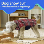 MIGOHI Reversible Dog Coat, Windproof & Waterproof Jacket for Cold Weather, British Style Plaid Coat for Small Dogs, Red, S