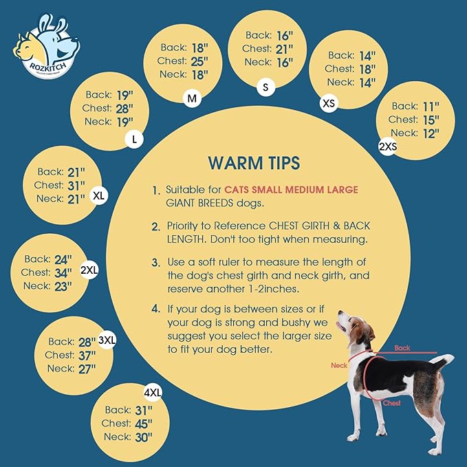 ROZKITCH Dog Pajamas with Zipper, Pet Windproof Warm Cold Weather Jacket Vest with Luminous Zipper, Jumpsuit Apparel Outfit Clothes for Small Medium Large Dog Geometry XL