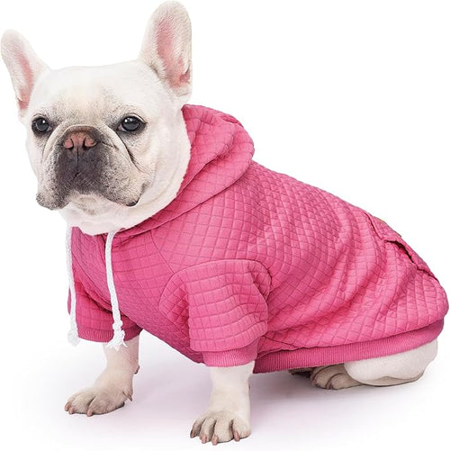 2 Pack Dog Hoodie Sweaters for Small Medium Dogs Warm Dog Clothes for Large Dogs Soft Waffle-Like Laminated Sweatshirt Bulldog (Pink+Rose, L (Back: 19",Chest: 28", Neck: 17.5"))