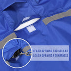 Dog Raincoat with Adjustable Belly Strap and Leash Hole - Hoodie with Reflective Strip - Waterproof Slicker Lightweight Breathable Rain Poncho Jacket for Medium Large Dogs - Easy to Wear, Blue 5XL