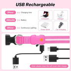 PcEoTllar Light Up Dog Collars, Led Dog Collar, Rechargeable, Night Walking, Waterproof, Glow in The Dark Dog Collars Light for Large Small Medium Dogs, Pink m