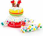 Hollypet Hide and Seek Squeaky Dog Toy, Designed Interactive Puzzle Plush Stuffed Puppy Toys，Cake
