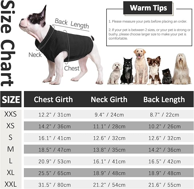 FUAMEY Dog Fleece Vest for Small Dogs,Warm Stretchy Dog Sweatshirts Pullover with Leash Hole Dogs Sweater Soft Pet Turtleneck Cozy Pet Vest Lightweight Sleeveless Black XXS