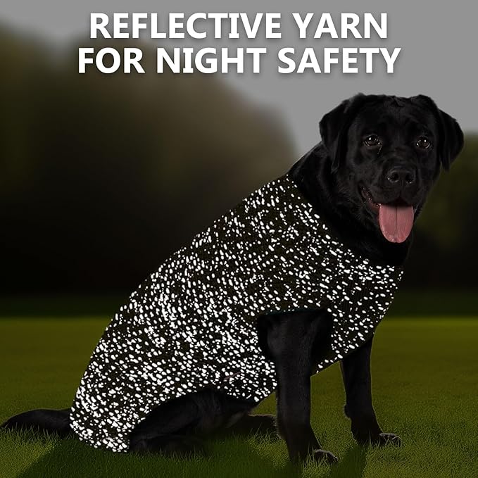 KYEESE Dog Sweater with Leash Hole Warm Pullover with Reflective Yarn for Small and Medium Dogs Male Soft Knit Pullover Boy Dog Coats Cozy Lightweight Thick Sweater,Brown,Medium