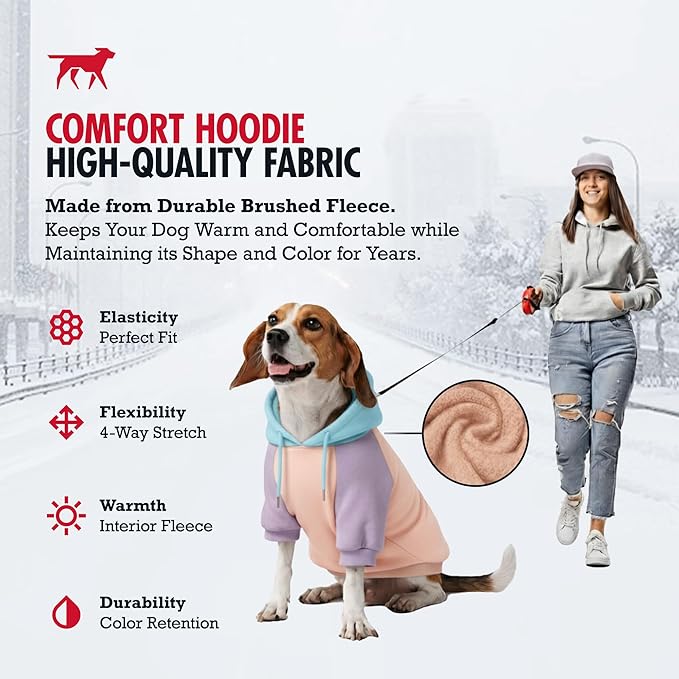 Tuff Pupper Dog Hoodie | Premium Quality 100% Organic Cotton | Ultra Soft Interior for Superior Comfort | Elastic Cuffs & Drawstring for Warmth | Stretch Fit Suitable for All Breeds (Pastel, 3XL)