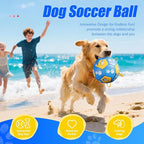 Size 2 Dog Soccer Ball with Straps Durable Training Ball for Pets Interactive Outdoor Dog Toy, Blue & Yellow, Paw Prints and Feather Design, for Small to Medium Puppies