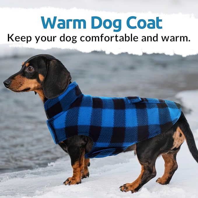 ASENKU Dog Winter Coat, Fleece Doggie Jacket Plaid Reversible Vest Waterproof Windproof Cold Weather Clothes for Small Medium Large Dogs (Blue,3XL)