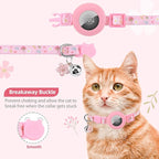 PUPTECK Airtag Cat Collar Breakaway 2 Pack with Bells, Reflective Kitten Collar with Air Tag Holder for Boy Girl Kitty and Puppies, Soft, Pink