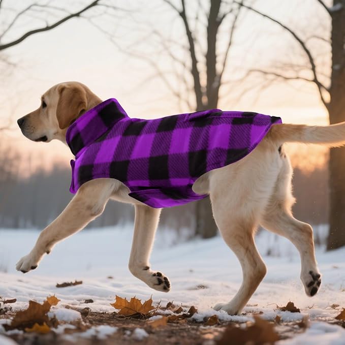 ASENKU Dog Jacket Plaid Reversible Reversible Dog Vest Waterproof Cold Winter Clothes Pet Apparel for Small Medium Large Dogs (S, Purple)