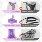 BEAUTYZOO Cat Harness and Leash Set for Walking Escape Proof, Neck Release Adjustable Harness for Kitten Puppy Small Medium Large Cats, Soft Cute Easy Control Small Cat Harness for Cats Boy and Girls