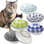 Ceramic Cat Bowls with Non-Slip Silicone Bottom,Prevent Whisker Fatigue,Reduce Mess,Wide Cat Bowls for Indoor Cats,6 Colorful Set for Daily Feeding Gift Choice