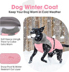 Nanaki Large Dog Coats for Winter Waterproof, Warm Fleece Lining Reflective Large Dog Jacket with Leash Hole,Furry Collar Cold Weather Puppy Jacket Outdoor Walking Hunting Easy On Pet Snow, Pink 2XL