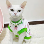 PUMYPOREITY Sphynx Cat Clothes: Stretchy Sweater, Soft Hairless Shirt, Pullover Pajamas, Turtleneck for Sphynx Cornish Rex, Devon Rex - Green, M
