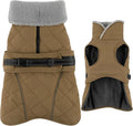Dog Coat, Waterproof Dog Winter Jacket with Adjustable Buckle, Reflective Turtleneck Pet Snow Vest Warm Fleece Sweater for Small Medium Large Dogs - Khaki, S