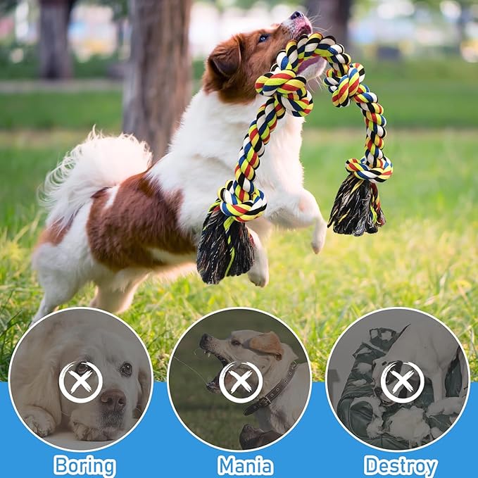Heavy Duty Dog Rope Toys for Large Breed Aggressive Chewers, 2 Pack Indestructible Teeth Cleaning Tug of War Toy, Tough Chew Rope Tug Toy for Dogs – Interactive Toy