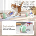 Interactive Cat Toy Ball - 2-in-1 Indoor Cat Toy with Feather Attachment and Laser Interactive Cats Balls, Moving Electric Rolling Ball Toys Designed for Bored Kittens and Adult Cats