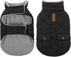 Queenmore Dog Winter Coat Warm Puffer Jacket Waterproof Plush Lining Thermal Cold Weather Vest for Small Medium Large Dogs, Windproof Easy On Pet Jacket Black L