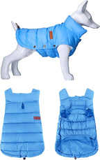 SPACE LION Dog Puffer Jacket, Down Winter Coat, Durable Outdoor Coat for Cold and Windy Conditions, Waterproof, Lightweight Jacket, Adjustable Fit for Small, Medium, Large Dogs(Alaskan Blue,28/4XL)