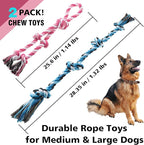 Rope Toy for Dogs, 2 Pack Large Dog Rope Toys for Aggressive Chewers, Heavy Duty Dog Toys for Large Medium Breed, Indestructible Tough Rope Chew Toys Tug of War Dog Toy Teeth Cleaning
