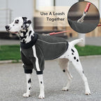Queenmore Fleece Dog Sweater for Male Dogs, Soft Pullover Dog Sweatshirt with Leash Hole/Reflective Stripes – Cozy Winter Fleece Jacket for Small Medium Large Boy Puppy, Grey XXL
