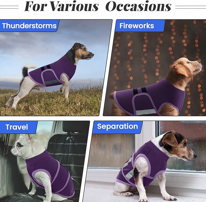 MIGOHI Dog Anxiety Relief Coat,Comfort Anxiety Vest for Dogs,Adjustable Dog Anxiety Calming Wrap for Fireworks,Thunderstorms,Travel, Separation, Anxiety Jacket for Large Dogs,L,Purple